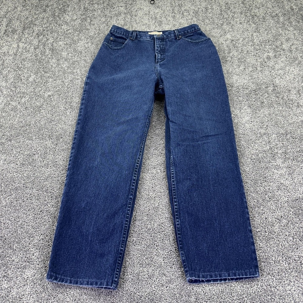 St. John's Bay Jeans Womens 16 Blue Relaxed Fit High Rise Straight Dark Denim